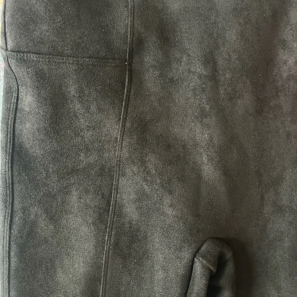 Spanx Classic Black High-Waist Leggings Faux Suede Leggings Medium - Picture 3 of 13